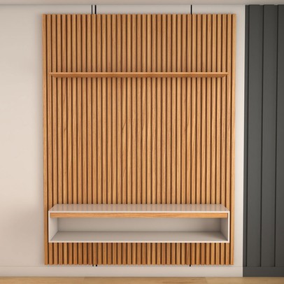 Painel Ripado para TV Até 65 Polegadas Naomi 2 Portas 1 Prateleira Cinamomo/Off White - Panorama Móveis