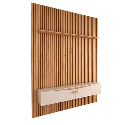 Painel Ripado para TV Até 65 Polegadas Naomi 2 Portas 1 Prateleira Cinamomo/Off White - Panorama Móveis