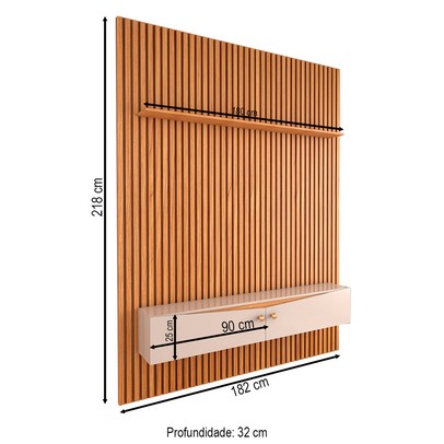 Painel Ripado para TV Até 65 Polegadas Naomi 2 Portas 1 Prateleira Cinamomo/Off White - Panorama Móveis