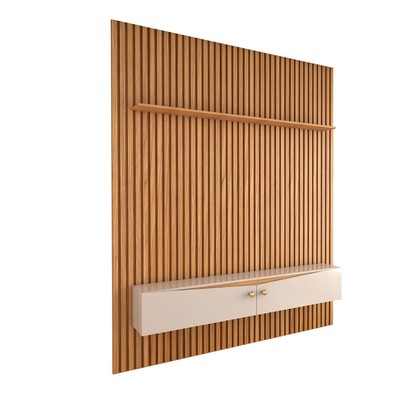 Painel Ripado para TV Até 75 Polegadas Naomi 2 Portas 1 Prateleira Cinamomo/Off White - Panorama Móveis