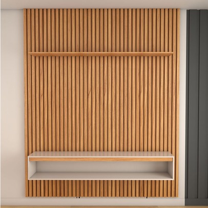 Painel Ripado para TV Até 75 Polegadas Naomi 2 Portas 1 Prateleira Cinamomo/Off White - Panorama Móveis