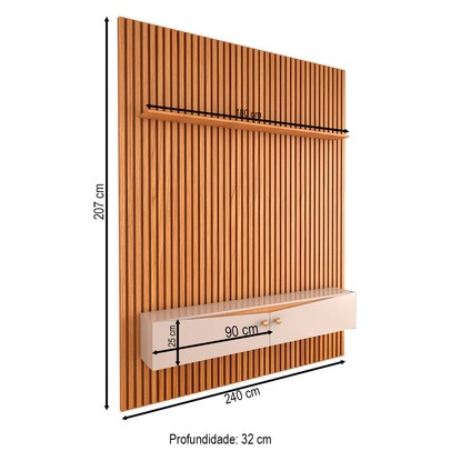 Painel Ripado para TV Até 75 Polegadas Naomi 2 Portas 1 Prateleira Cinamomo/Off White - Panorama Móveis