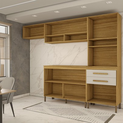 Cozinha Compacta Serena 5 Portas 2 Gavetas Marrocos/Off White - Panorama Móveis