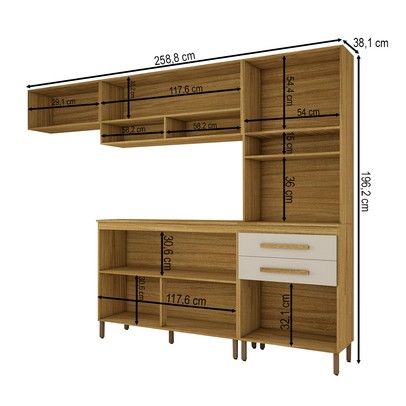 Cozinha Compacta Serena 5 Portas 2 Gavetas Marrocos/Off White - Panorama Móveis