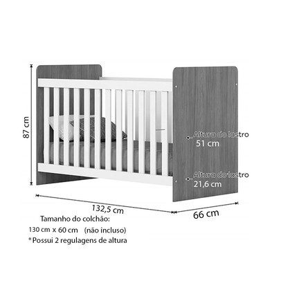 Quarto de Bebê Completo Dominó  2 Portas 6 Gavetas Branco - Pnr Móveis