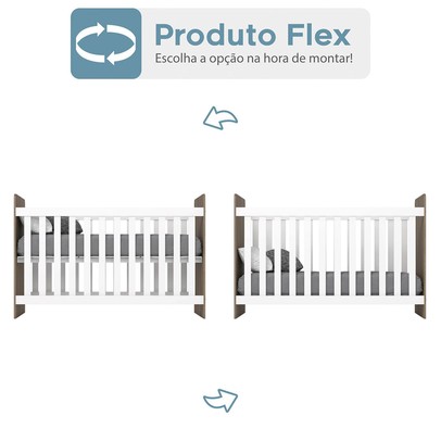 Quarto de Bebê Completo Dominó 2 Portas 6 Gavetas Rústico/Branco - Pnr Móveis