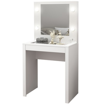 Penteadeira Kamila 1 Gaveta com Espelho Branco - Pnr Móveis