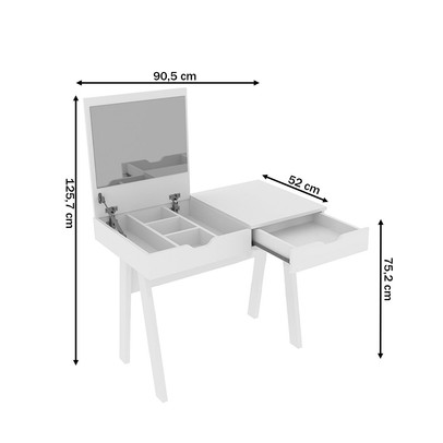 Penteadeira Samira 1 Gaveta Branco - Pnr Móveis