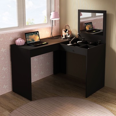 Penteadeira Giselle 1 Gaveta Preto - Pnr Móveis