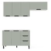 Cozinha Completa Meena 6 Portas 3 Gavetas 40250051 Branco/Verde Oliva - Politorno