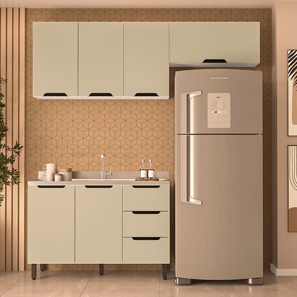 Cozinha Completa Meena 6 Portas 3 Gavetas 40250051 Branco/Verde Oliva - Politorno