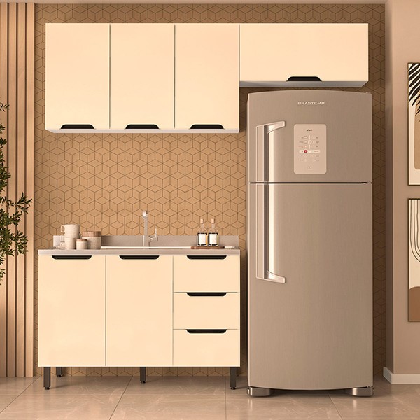 Cozinha Completa Meena 6 Portas 3 Gavetas 40250051 Branco/Creme - Politorno