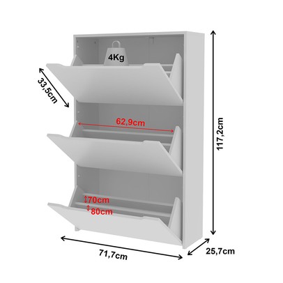 Sapateira Esthela 3 Portas Branco - Pnr Móveis