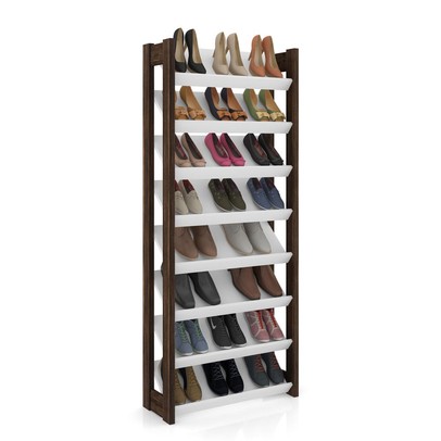 Sapateira Sydney 8 Prateleiras Branco/Nogal - Pnr Móveis