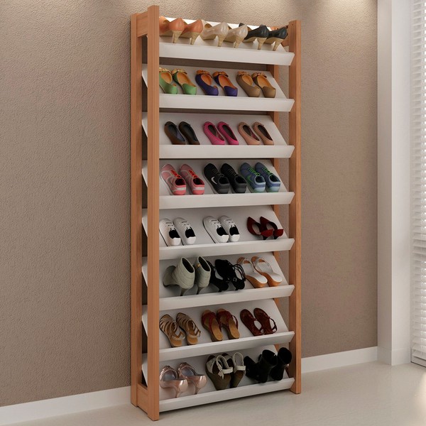 Sapateira Sydney 8 Prateleiras Amêndoa/Branco - Pnr Móveis