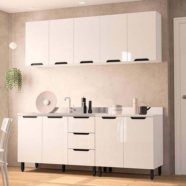 Cozinha Completa Meena 9 Portas 3 Gavetas 40250053 Branco - Politorno