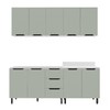 Cozinha Completa Meena 9 Portas 3 Gavetas 40250053 Branco/Verde Oliva - Politorno