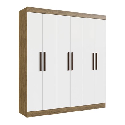 Guarda-Roupa Casal Sartori 6 Portas 2 Gavetas 100% Mdf Off White/Nogueira - Pnr Móveis