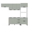 Cozinha Completa Meena 8 Portas 4 Gavetas 40250052 Branco/Verde Oliva - Politorno