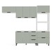 Cozinha Completa Meena 8 Portas 4 Gavetas 40250052 Branco/Verde Oliva - Politorno