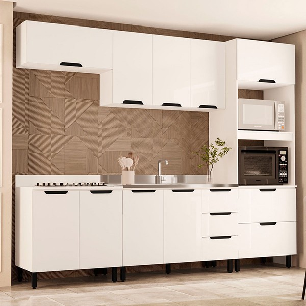 Cozinha Completa Meena 10 Portas 4 Gavetas 40250055 Branco - Politorno