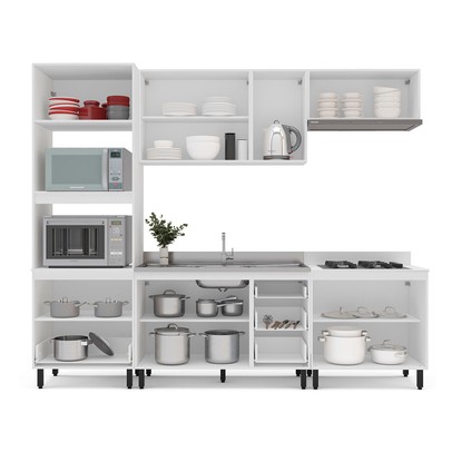 Cozinha Completa Meena 10 Portas 4 Gavetas 40250055 Branco/Azul - Politorno