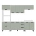 Cozinha Completa Meena 10 Portas 4 Gavetas 40250055 Branco/Verde Oliva - Politorno
