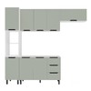 Cozinha Completa Meena 8 Portas 3 Gavetas 40250054 Branco/Verde Oliva - Politorno