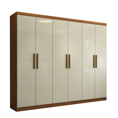 Guarda-Roupa Casal Odisseia 6 Portas 2 Gavetas Cinamomo/Off White - Panorama Móveis
