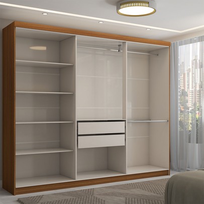 Guarda-Roupa Casal Odisseia 6 Portas 2 Gavetas Cinamomo/Off White - Panorama Móveis