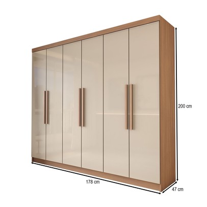 Guarda-Roupa Casal Odisseia 6 Portas 2 Gavetas Cinamomo/Off White - Panorama Móveis