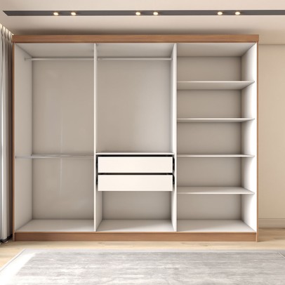 Guarda-Roupa Casal Odisseia 6 Portas 2 Gavetas Cinamomo/Off White - Panorama Móveis