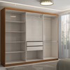 Guarda-Roupa Casal Odisseia 6 Portas 2 Gavetas com Espelho Cinamomo/Off White - Panorama Móveis