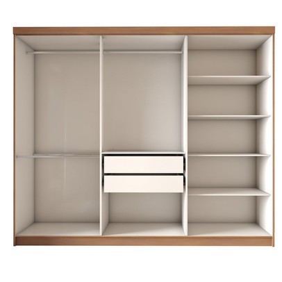 Guarda-Roupa Casal Odisseia 6 Portas 2 Gavetas com Espelho Cinamomo/Off White - Panorama Móveis