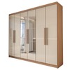 Guarda-Roupa Casal Odisseia 6 Portas 2 Gavetas com Espelho Cinamomo/Off White - Panorama Móveis