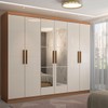 Guarda-Roupa Casal Odisseia 6 Portas 2 Gavetas com Espelho Cinamomo/Off White - Panorama Móveis