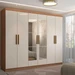 Guarda-Roupa Casal Odisseia 6 Portas 2 Gavetas com Espelho Cinamomo/Off White - Panorama Móveis