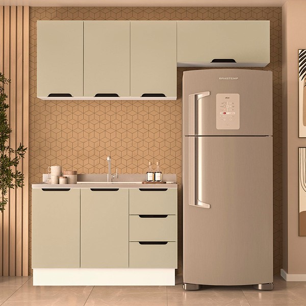 Cozinha Completa Meena 6 Portas 3 Gavetas 40250057 Branco/Verde Oliva - Politorno