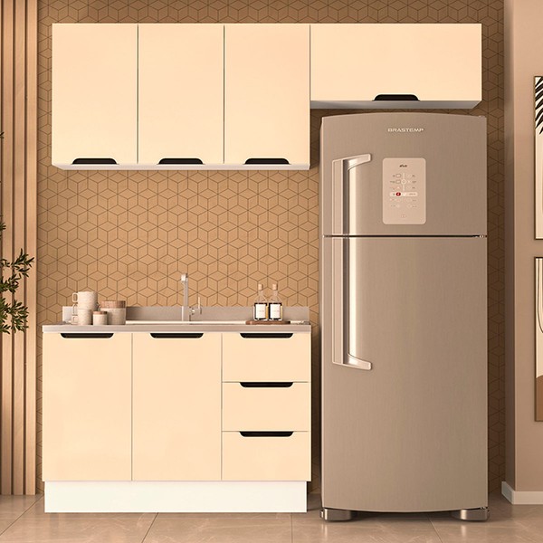 Cozinha Completa Meena 6 Portas 3 Gavetas 40250057 Branco/Creme - Politorno