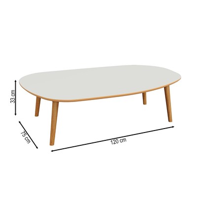 Mesa de Centro Orgânica Tb625 Off White/Freijó - Dalla Costa