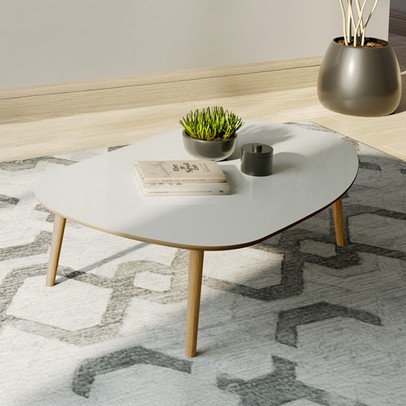 Mesa de Centro Orgânica Tb625 Off White/Freijó - Dalla Costa