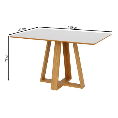 Mesa de Madeira 135 Cm 100% Mdf Tm86 Off White/Freijó - Dalla Costa