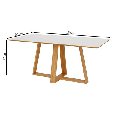Mesa de Madeira 180 Cm 100% Mdf Tm87 Off White/Freijó - Dalla Costa
