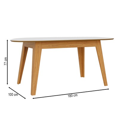 Mesa de Madeira 180 Cm Tm88 100% Mdf Off White/Freijó - Dalla Costa