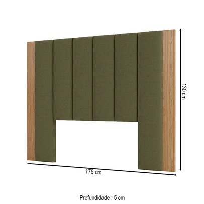 Cabeceira Casal Estofada Tw194 Freijó/Verde - Dalla Costa