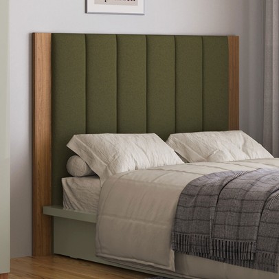 Cabeceira Casal Estofada Tw194 Freijó/Verde - Dalla Costa