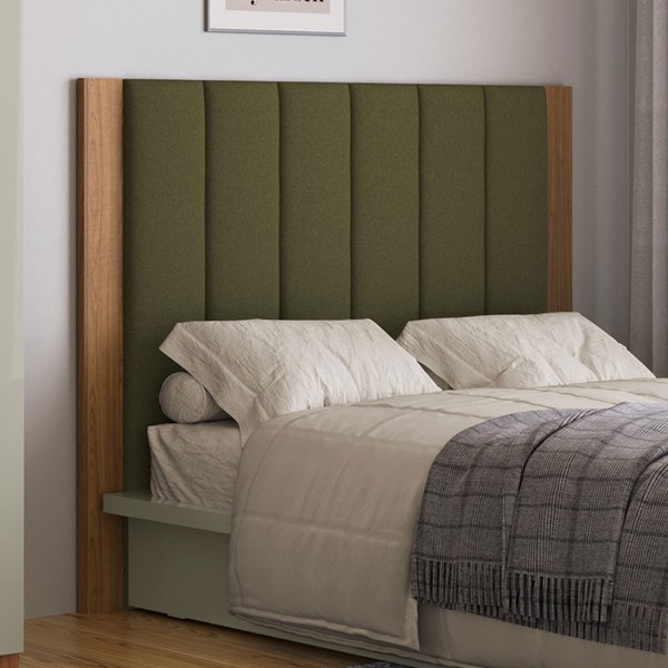 Cabeceira Casal Estofada Tw194 Freijó/Verde - Dalla Costa