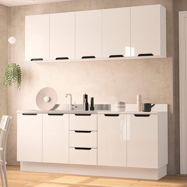 Cozinha Completa Meena 9 Portas 3 Gavetas 40250059 Branco - Politorno