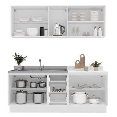 Cozinha Completa Meena 9 Portas 3 Gavetas 40250059 Branco/Azul - Politorno