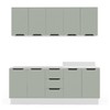 Cozinha Completa Meena 9 Portas 3 Gavetas 40250059 Branco/Verde Oliva - Politorno